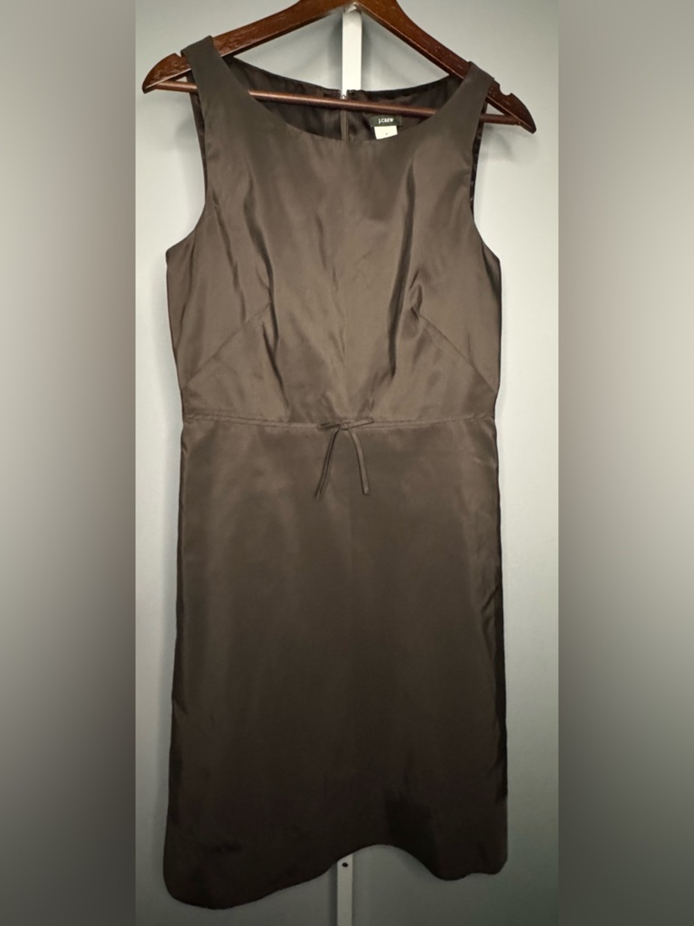 J.Crew 100% Silk Brown Sleeveless Midi Dress Size 8 Lined
